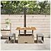 Set da Pranzo da Giardino 3 Pezzi con Cuscini Beige in Rattan Sintetico e Acacia - Foto miniatura 4