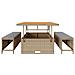 Set da Pranzo da Giardino 3 Pezzi con Cuscini Beige in Rattan Sintetico e Acacia - Foto miniatura 7