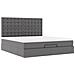 Struttura Letto Pouf con Materasso Grigio 160x200 cm Similpelle - Foto miniatura 7