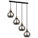 Lampada A Sospensione Industriale E Retrò Nera, Oro A 4 Luci Con Paralume Fumé, Dimmerabile E27 - Foto miniatura 1