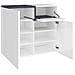 Scarpiera Ryan, Mobile Multiuso A 2 Ante E 1 Anta A Ribalta, Portascarpe Da Ingresso, 100% Made In Italy, Cm 80x40h80, Bianco Lucido E Ardesia - Foto miniatura 4