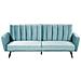 Divano Letto 3 Posti Velluto Azzurro Vimmerby - Foto miniatura 2