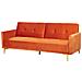 Divano Letto 3 Posti Lucan Velluto Arancione - Foto miniatura 3