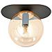 Lampada A Soffitto Plaza - Nero, Ambra - Acciaio Verniciato A Polvere, Vetro - 20x18x14 Cm - Foto miniatura 2