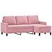 Divano A 3 Posti Con Poggiapiedi Rosa 180 Cm In Velluto - Foto miniatura 2