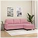 Divano A 3 Posti Con Poggiapiedi Rosa 180 Cm In Velluto - Foto miniatura 7
