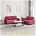 Set Di Divani 2 Pz Con Cuscini Rosso Vino In Velluto - Foto miniatura 6