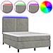 Letto a Molle Materasso e LED Grigio Chiaro 140x200 cm Velluto - Foto miniatura 1