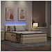 Letto con contenitore e LED con led Crema 140 x 190 cm Tessuto - Foto miniatura 5