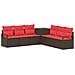 Set di divani 7 pz Marrone e Rosso Rattan sintetico e Acciaio - Foto miniatura 1