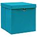 Scatole con Coperchi 10pz Azzurre 32x32x32 cm Tessuto - Foto miniatura 3