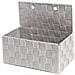 Contenitore Rattan Decorativo Cestino Con Maniglie Porta Oggetti Riviste 25x15x22cm 25x15x22 Grigio - Foto miniatura 1