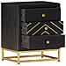 Comodino Nero E Oro 40x30x50 Cm In Legno Massello Di Mango - Foto miniatura 3