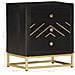 Comodino Nero E Oro 40x30x50 Cm In Legno Massello Di Mango - Foto miniatura 7