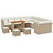 Set da giardino in 14 pezzi con cuscini Beige in polyrattan e acacia,  Set da pranzo in 4 pezzi con cuscini Beige in polyrattan e acacia - Foto miniatura 1