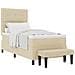 Letto Box Spring con Materasso e Panchina Crema 100x200 cm Tessuto - Foto miniatura 1