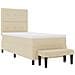 Letto Box Spring con Materasso e Panchina Crema 100x200 cm Tessuto - Foto miniatura 8