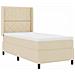 Letto a molle con materasso Crema 100 x 200 cm Tessuto - Foto miniatura 1