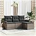 Set Divano da Giardino con cuscino 4 pcs Grigio Poly Rattan - Foto miniatura 2