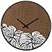 Orologio Da Parete Wood Leaf In Legno E Ferro Con Decoro Foglia - Foto miniatura 1
