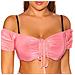 Off Shoulder Crop Top Sexy Senza Pancia Con Nastrino Salmone Taglia Unica - Foto miniatura 1
