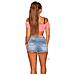 Off Shoulder Crop Top Sexy Senza Pancia Con Nastrino Salmone Taglia Unica - Foto miniatura 4