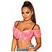 Off Shoulder Crop Top Sexy Senza Pancia Con Nastrino Salmone Taglia Unica - Foto miniatura 5