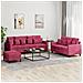 Set di Divani 3 pz con Cuscini Rosso Vino in Velluto - Foto miniatura 2