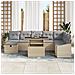 Set di Sofà da Giardino 9 Pezzi con Cuscini Beige Rattan Sintetico - Foto miniatura 3