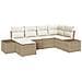 Set Divano da Giardino a 6 Pezzi con Cuscini Beige Polyrattan - Foto miniatura 1