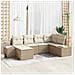 Set Divano da Giardino a 6 Pezzi con Cuscini Beige Polyrattan - Foto miniatura 2