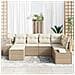 Set Divano da Giardino a 6 Pezzi con Cuscini Beige Polyrattan - Foto miniatura 3
