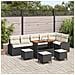 Set divano giardino  10 pezzi con cuscini in polyrattan nero e acacia, Divano giardino  2 posti con cuscini in polyrattan nero, Set pranzo giardino  4 pezzi con cuscini in polyrattan nero e acacia - Foto miniatura 2