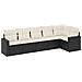 Set Divano da Giardino 6 pz con Cuscini Nero in Polyrattan - Foto miniatura 1