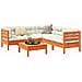 Set Divani Giardino 6pz con Cuscini Marrone Cera Massello Pino - Foto miniatura 2