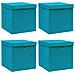 Scatole con Coperchi 4pz Azzurre 32x32x32 cm Tessuto - Foto miniatura 1