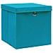 Scatole con Coperchi 4pz Azzurre 32x32x32 cm Tessuto - Foto miniatura 3