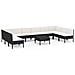 Set Divani Da Giardino 11 Pz Con Cuscini In Polyrattan Nero - Foto miniatura 2
