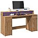 Scrivania con Luci LED Rovere 160x55x91 cm in Legno Multistrato - Foto miniatura 2