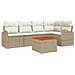 Set Divano da Giardino a 6 Pezzi con Cuscini Beige Polyrattan Acacia - Foto miniatura 1