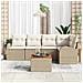 Set Divano da Giardino a 6 Pezzi con Cuscini Beige Polyrattan Acacia - Foto miniatura 3