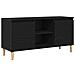 Mobile TV con gambe in legno Nero Rovere 102x35x50 cm - Foto miniatura 1