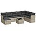 Set Divano da Giardino 9pz con Cuscini Grigio Chiaro Polyrattan - Foto miniatura 1