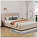 Dallas Letto Cloud Con Contenitore 140x190cm In Velluto Beige - Foto miniatura 1