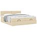 Struttura Letto Pouf con Materassi Crema 160x200 cm in Tessuto - Foto miniatura 5