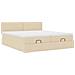 Struttura Letto Pouf con Materassi Crema 160x200 cm in Tessuto - Foto miniatura 6