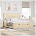 Struttura Letto Pouf con Materassi Crema 160x200 cm in Tessuto - Foto miniatura 4