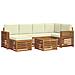 Set divani 7 pcs Naturale e Crema Legno di Acacia Massello - Foto miniatura 1