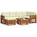 Set divani 7 pcs Naturale e Crema Legno di Acacia Massello - Foto miniatura 3