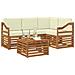 Set di divani da esterno con cuscino 5 pcs Naturale e Crema - Foto miniatura 3